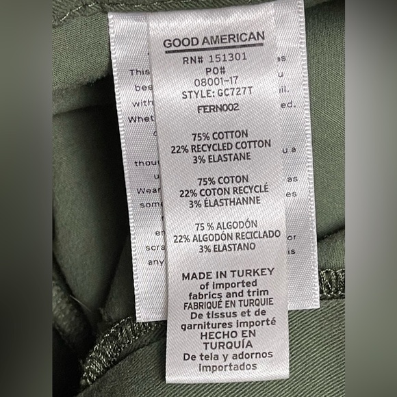 Good American Good Classic Pants Jeans Green GC727T Ankle High-Rise - Picture 6 of 8